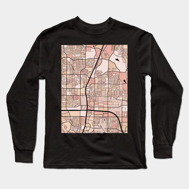 Plano Map Pattern in Soft Pink Pastels Long Sleeve T-Shirt by PatternMaps